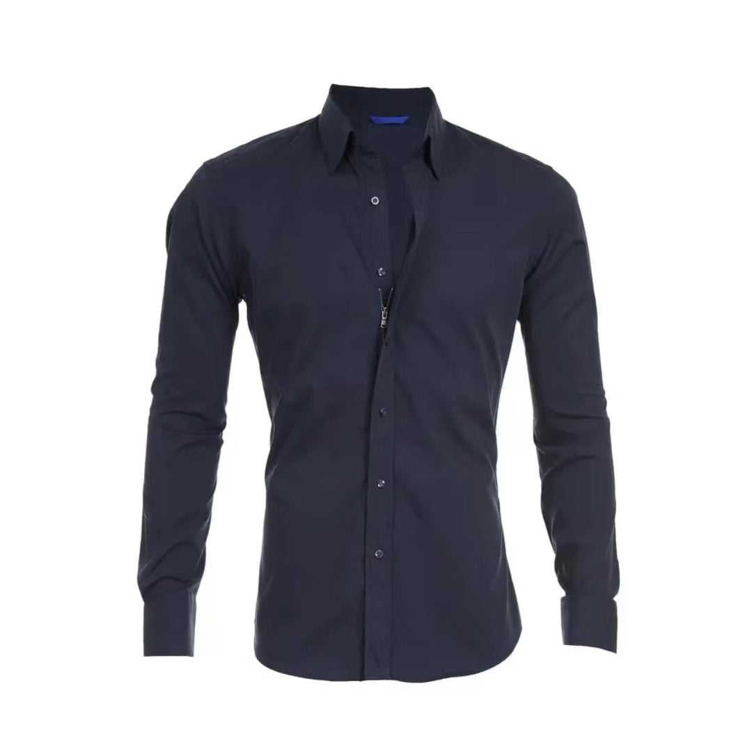 Herren modisches Langarmhemd mit Reißverschluss Heidi-Mode