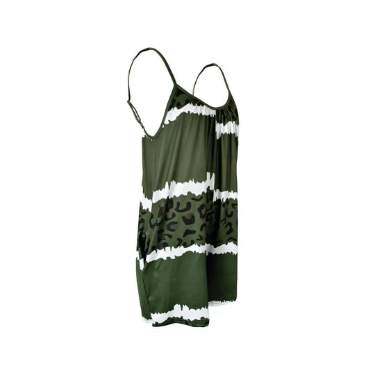 Damen luftiger Overall mit Spaghettiträgern und modischem Tierdesign Heidi-Mode