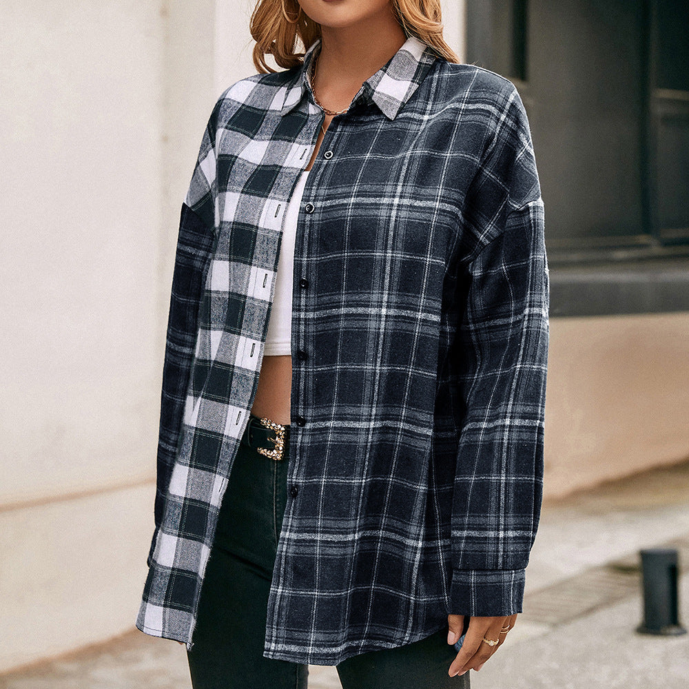 Damen lässige Flanellhemdjacke mit Karomuster Heidi-Mode