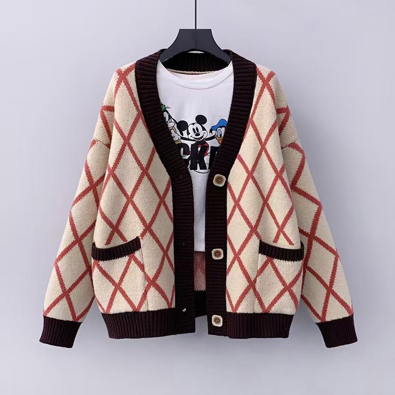 Damen Grobstrickcardigan mit Karomuster Heidi-Mode