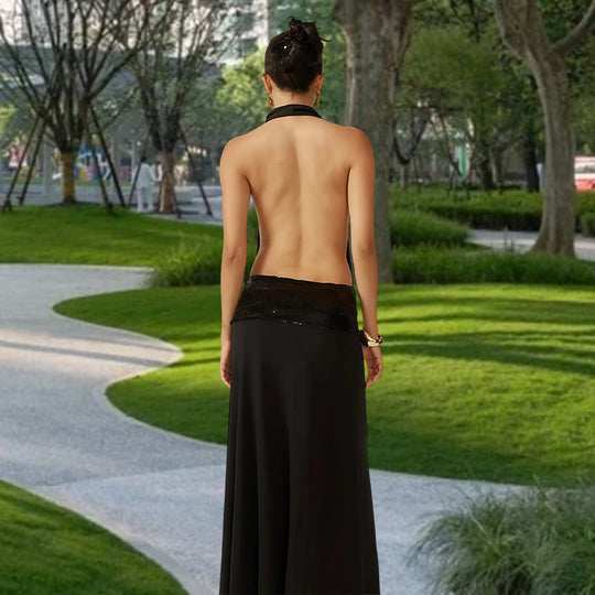 Damen Elegantes Abendkleid mit schimmerndem Gürtel Heidi-Mode