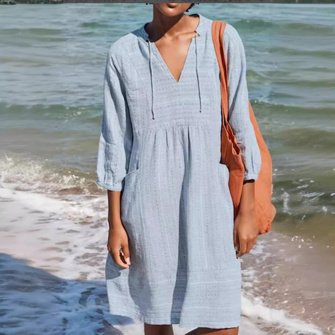 Damen lässiges Sommerkleid mit Kapuze und Taschen Heidi-Mode