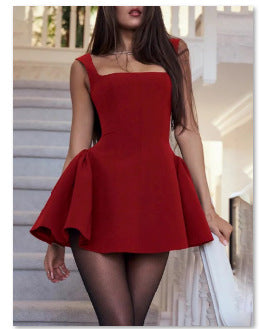 Damen Kurzärmeliges Kleid mit weitem Rock Heidi-Mode