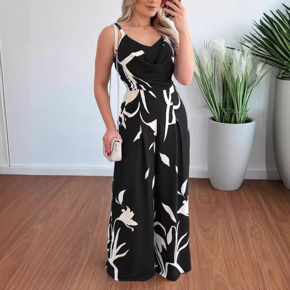 Damen eleganter Jumpsuit mit Casino-Ärmeln und Drapierung Heidi-Mode