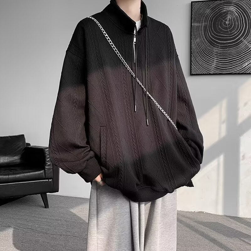 Damen lässiger Pullover mit modernem Stehkragen und Ringelzug Heidi-Mode