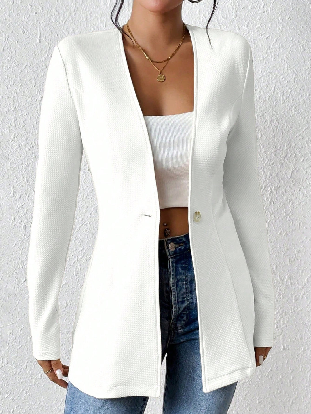 Damen elegante Blazerjacke mit asymmetrischem Schnitt Heidi-Mode