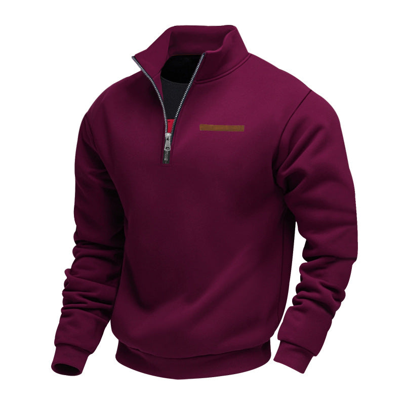 Herren Hochwertiger Fleece-Pullover mit halbem Reißverschluss Heidi-Mode