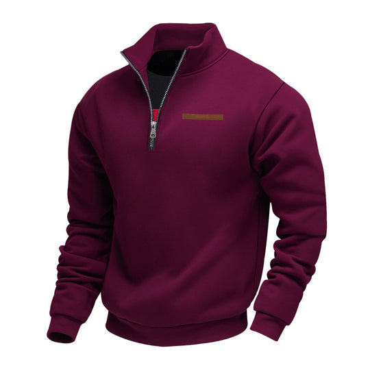 Herren Hochwertiger Fleece-Pullover mit halbem Reißverschluss Heidi-Mode