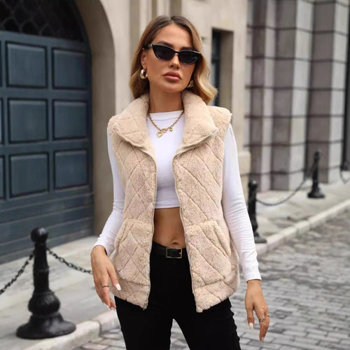 Damen Kuschelige Fleece-Weste mit Kapuze Heidi-Mode