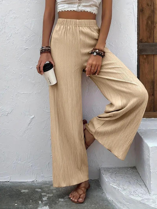 Damen Weite Plisséhose mit elastischem Bund und elegantem Fall Heidi-Mode