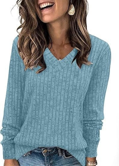 Damen eleganter V-Ausschnitt Pullover Heidi-Mode