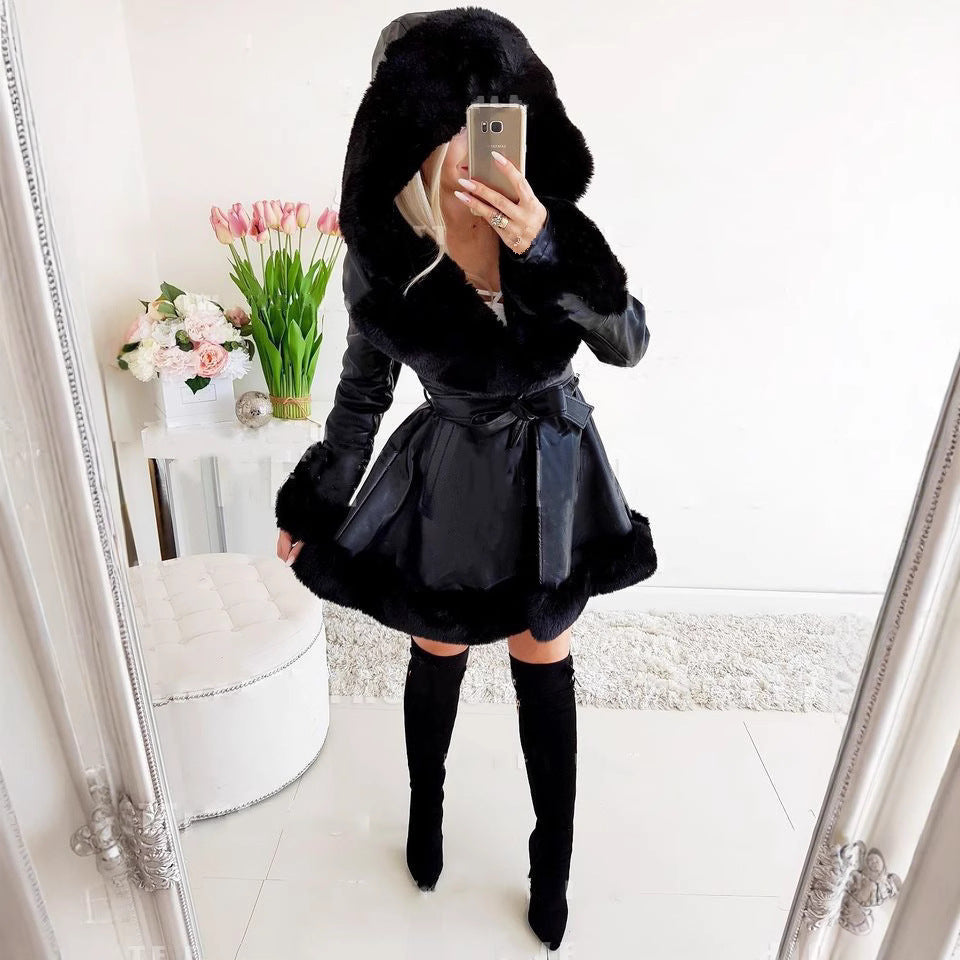 Damen eleganter Parka mit luxuriösem Kunstfellkragen und praktischen Taschen Heidi-Mode