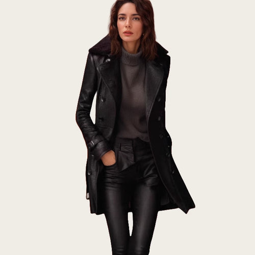 Damen edler Trenchcoat mit verschließbarem Kragen und raffinierten Details Heidi-Mode