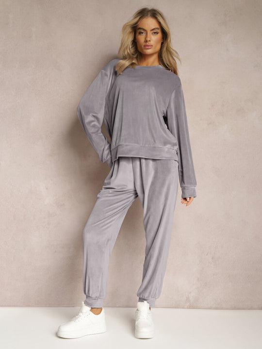 Damen lässiges Lounge-Set aus weichem Velours Heidi-Mode