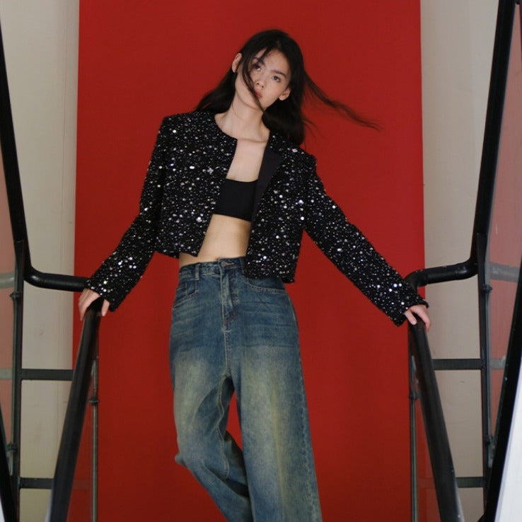 Damen Glitzernde Strickjacke mit eleganten Akzenten Heidi-Mode