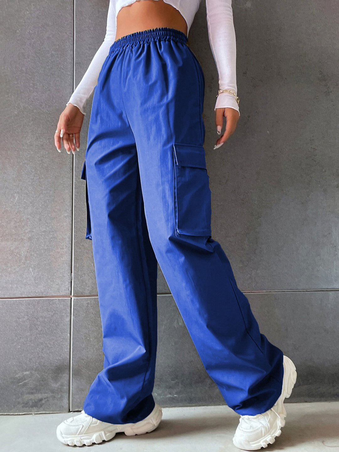 Damen Cargo Hose mit elastischem Bund und praktischen Seitentaschen Heidi-Mode