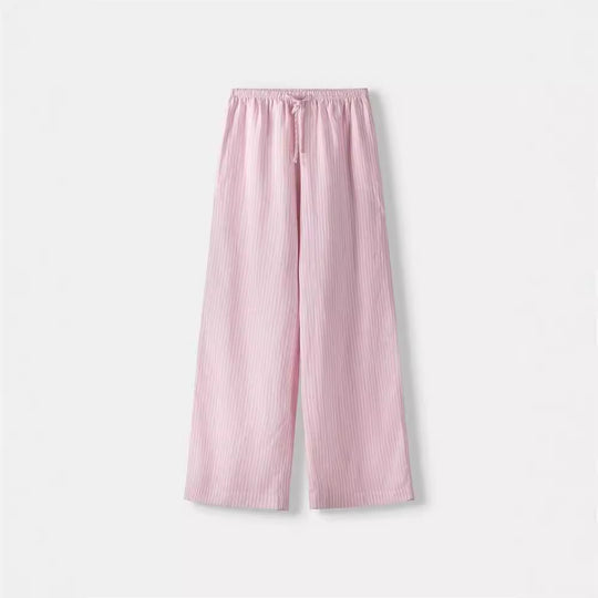 Damen Weite Sommerhose mit komfortablem Gummibund und Streifenmuster Heidi-Mode