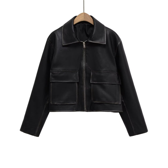 Damen Kurzgeschnittene jacke mit Taschen Heidi-Mode