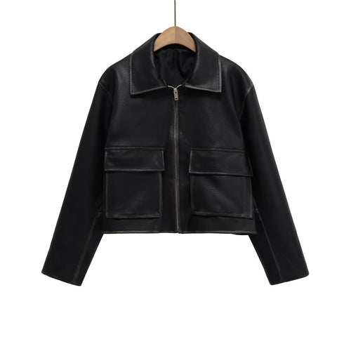 Damen Kurzgeschnittene jacke mit Taschen Heidi-Mode