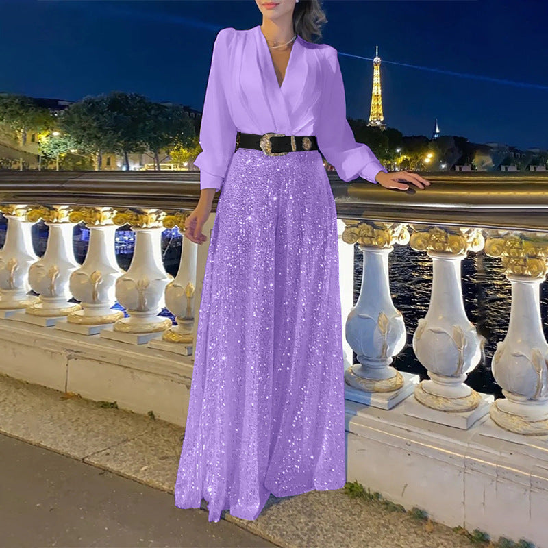 Damen Funkelndes Abendkleid mit elegantem Oberteil und glitzerndem Rock Heidi-Mode