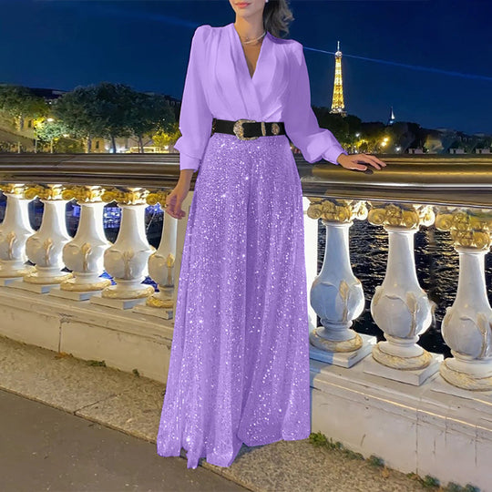 Damen Funkelndes Abendkleid mit elegantem Oberteil und glitzerndem Rock Heidi-Mode