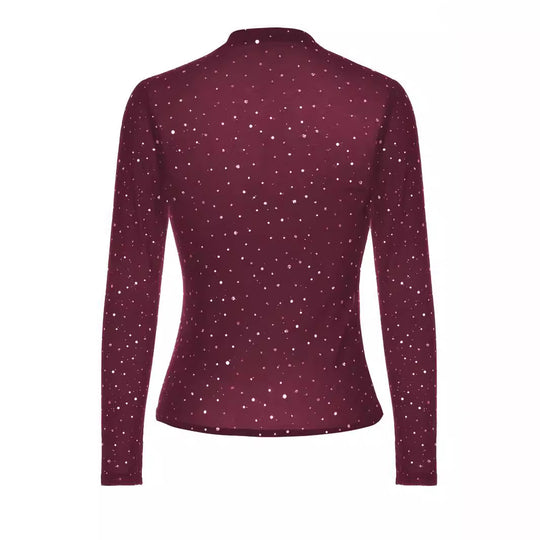 Damen Glitzerndes Langarmshirt mit schimmernden Pailletten Heidi-Mode
