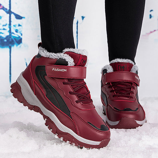 Damen Warm gefütterte Winterstiefel mit rutschfester Sohle und verstellbarem Klettverschluss Heidi-Mode