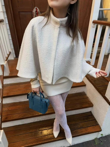 Damen elegante Umhangjacke aus strukturiertem Gewebe Heidi-Mode