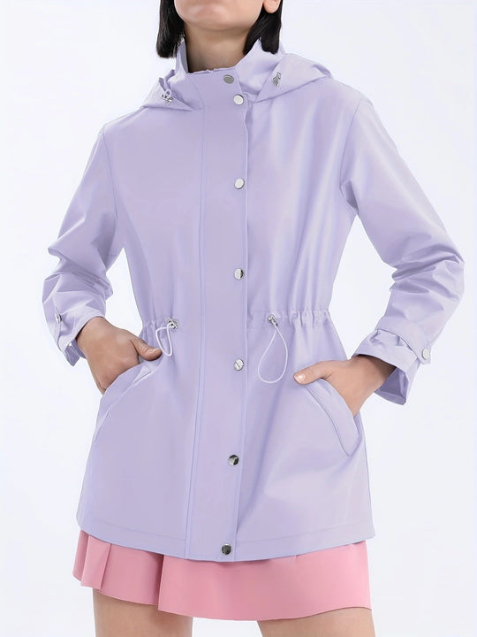 Damen funktionale Übergangsjacke mit verstellbarem Bund und Kapuze Heidi-Mode