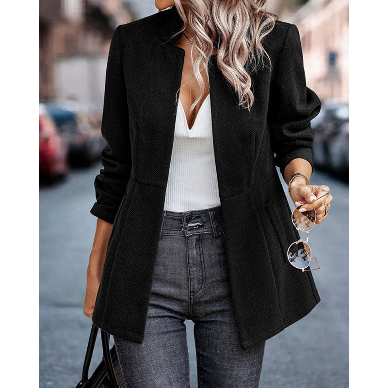 Damen Herringbone Blazer mit strukturiertem Schnitt Heidi-Mode