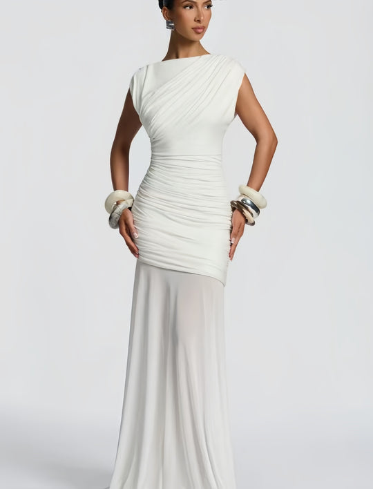 Damen Elegantes und figurbetontes Abendkleid mit Raffungen Heidi-Mode