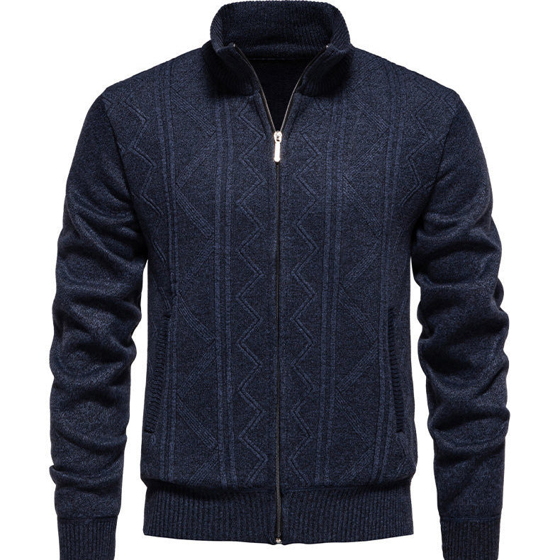 Herren Strickjacke mit hochwertigem Zipper und strukturiertem Design Heidi-Mode