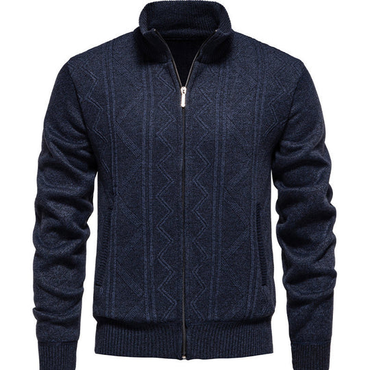 Herren Strickjacke mit hochwertigem Zipper und strukturiertem Design Heidi-Mode