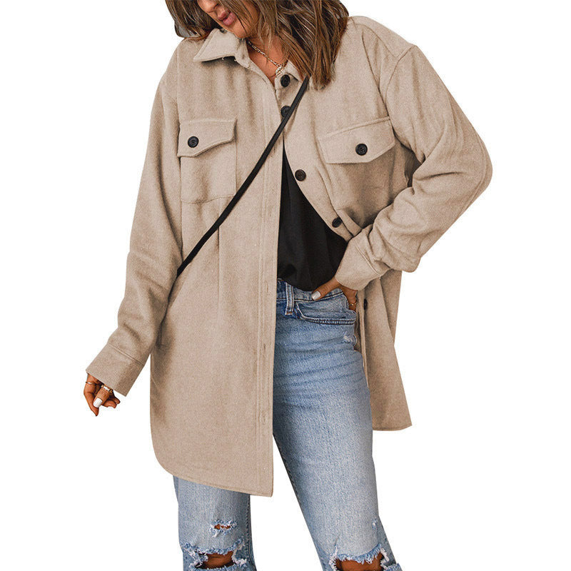 Damen Overshirt-Jacke mit praktischen Brusttaschen und schickem Schnitt Heidi-Mode