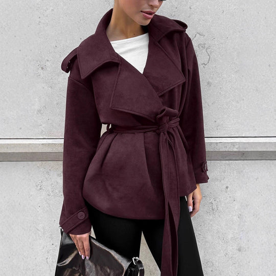 Damen Elegante Utility-Jacke mit Taillengürtel und entspannter Passform Heidi-Mode