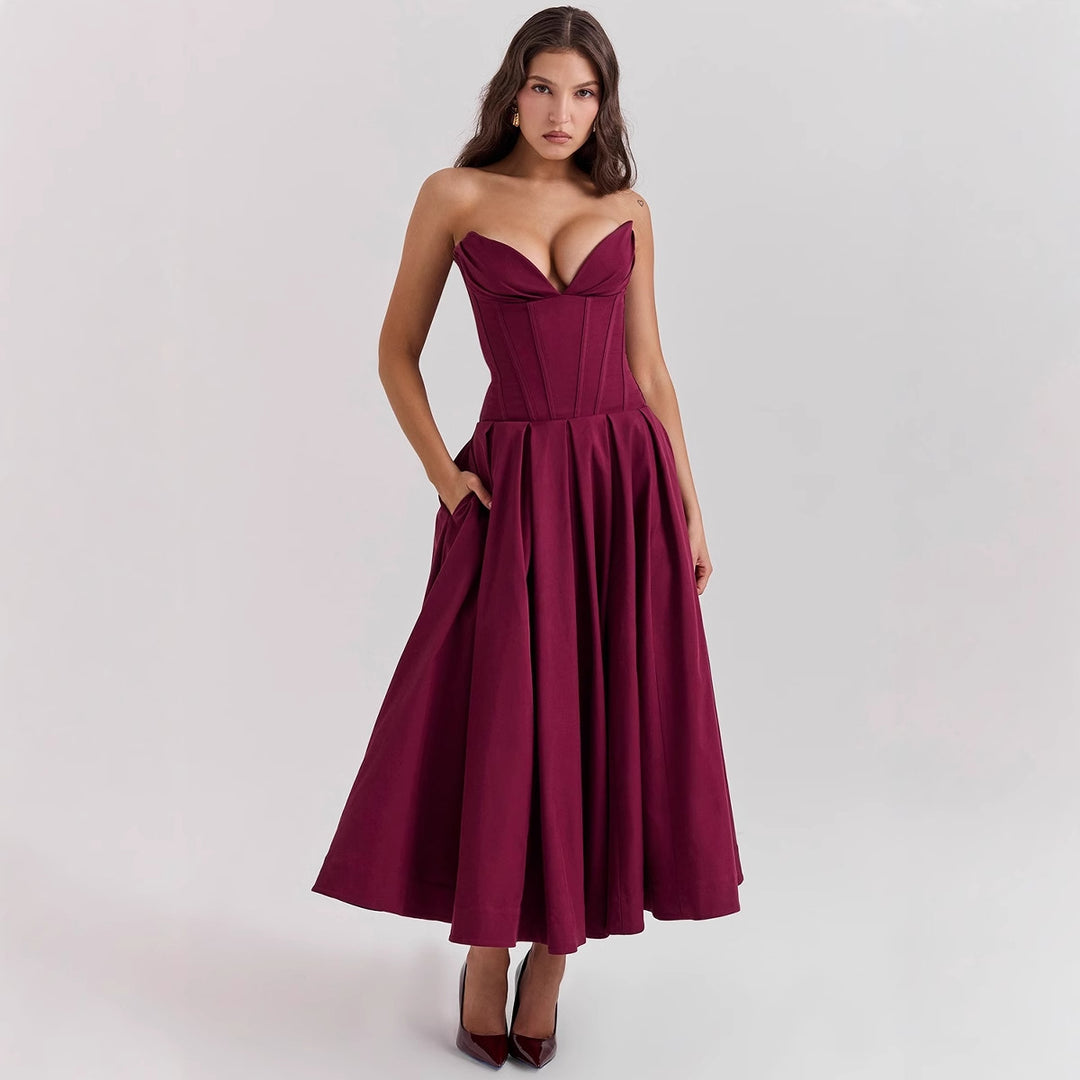 Damen Abendkleid mit taillierter Silhouette und A-linien Schnitt Heidi-Mode