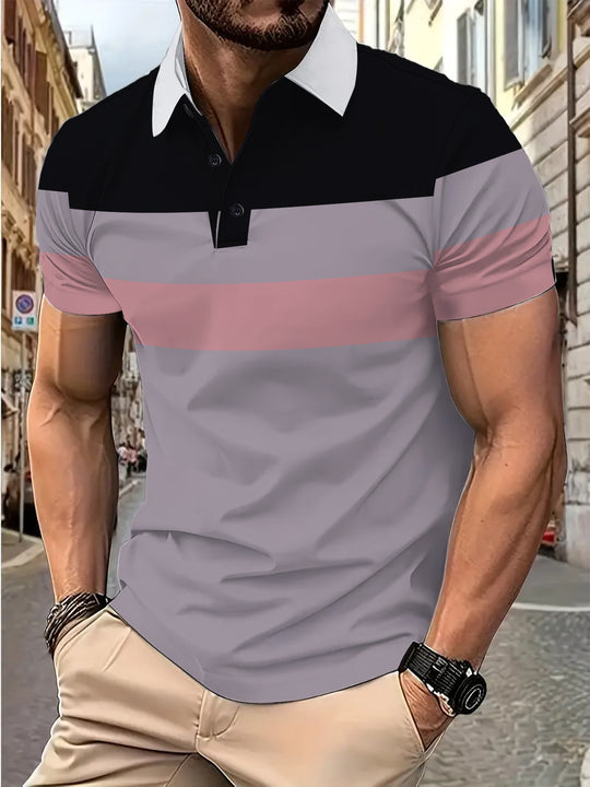 Herren Poloshirt mit modernem Längsstreifen-Design und hochwertiger Baumwollmischung Heidi-Mode