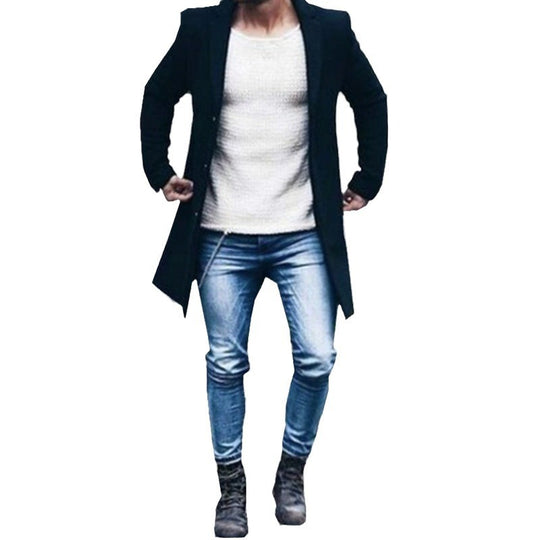 Herren eleganter Mantel mit hochwertigen Details Heidi-Mode