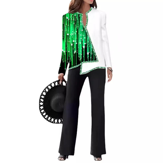Damen Elegante Statement-Jacke mit asymmetrischem Schnitt und funkelnden Details Heidi-Mode