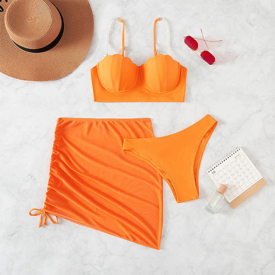 Heidi Mode | Dreiteiliger einfarbiger Bikini