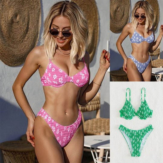 Damen Hochgeschnittener Bikini mit gepolstertem Oberteil und verstellbaren Trägern Heidi-Mode