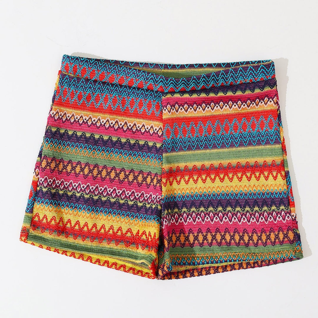 Damen Badeshorts mit lebhaftem Muster und elastischem Bund Heidi-Mode