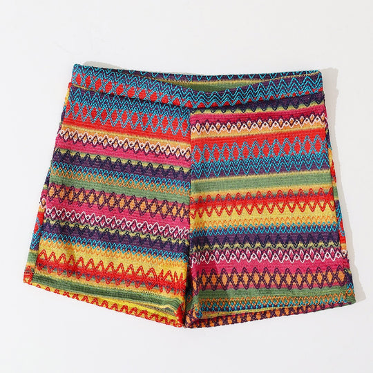 Damen Badeshorts mit lebhaftem Muster und elastischem Bund Heidi-Mode