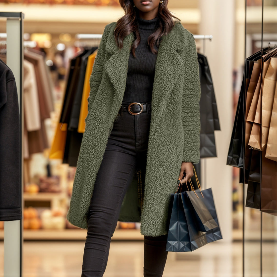 Damen Übergroßer Teddy-Mantel mit weich gefüttertem Kragen Heidi-Mode