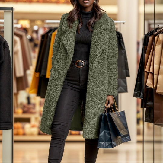 Damen Übergroßer Teddy-Mantel mit weich gefüttertem Kragen Heidi-Mode