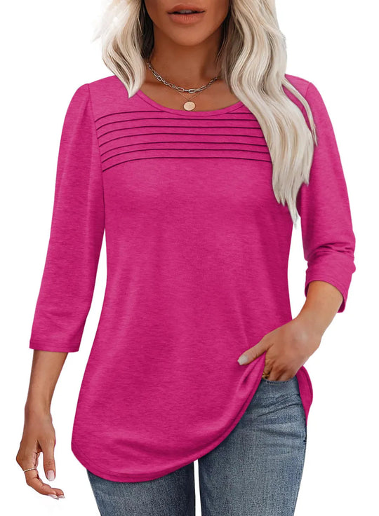 Damen weiches Langarmshirt mit dekorativen Pinnen Heidi-Mode