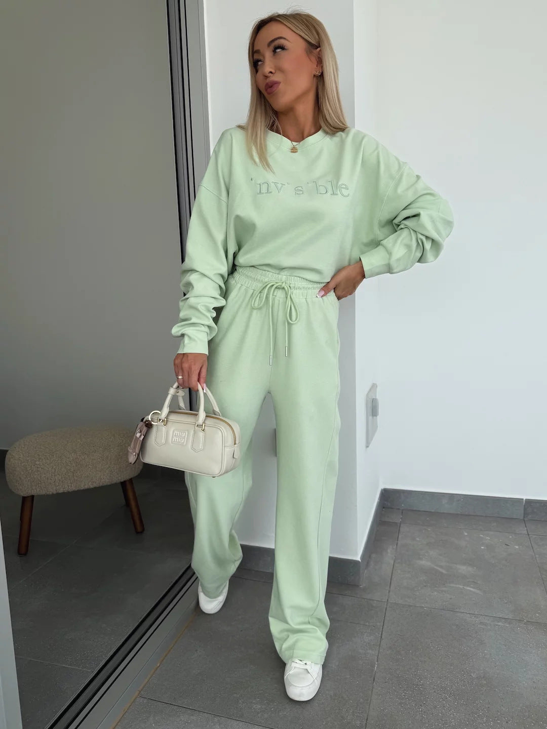 Damen lässiges Freizeit-Set mit oversized Sweatshirt und Jogginghose Heidi-Mode