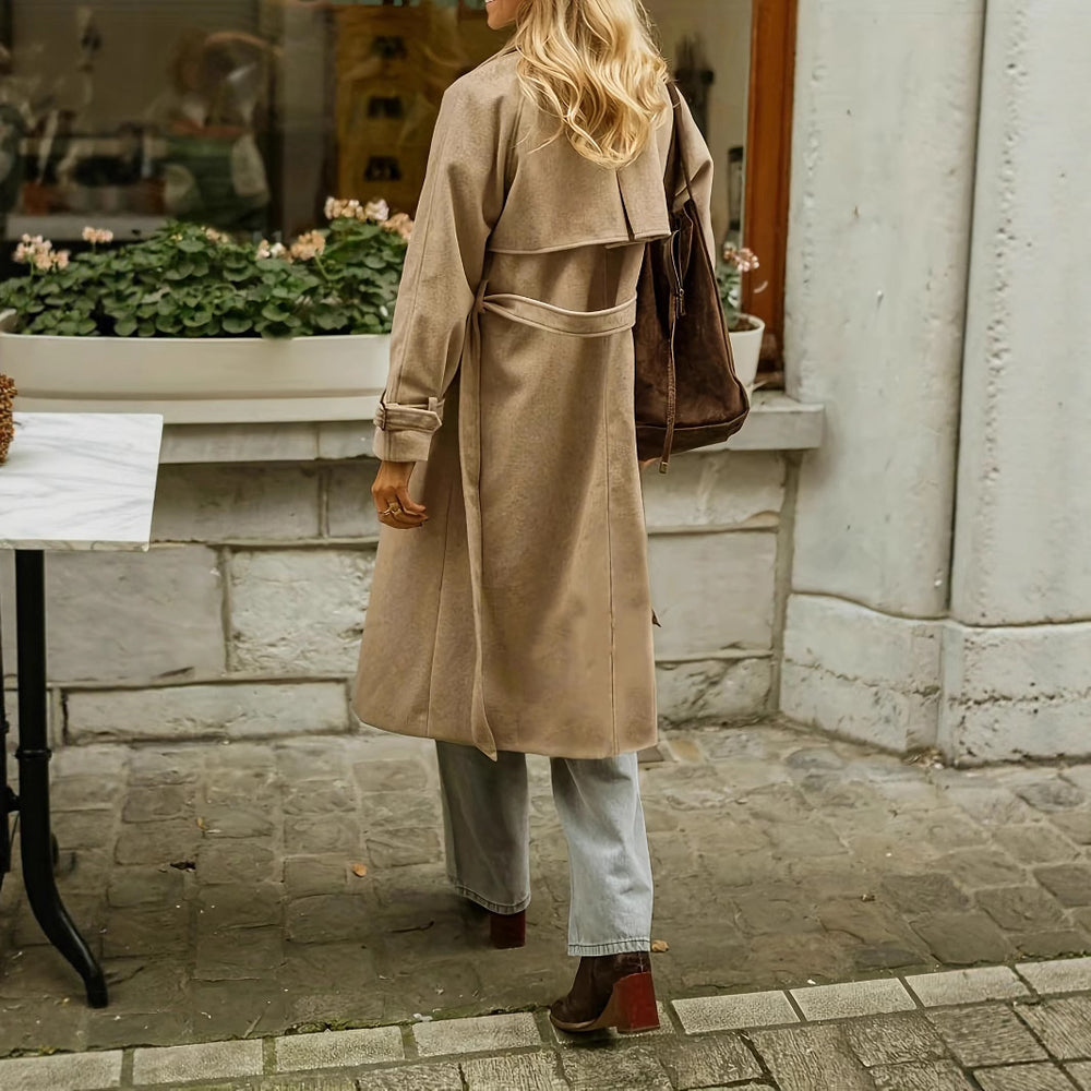 Damen eleganter Wollmantel mit praktischem Gürtel Heidi-Mode