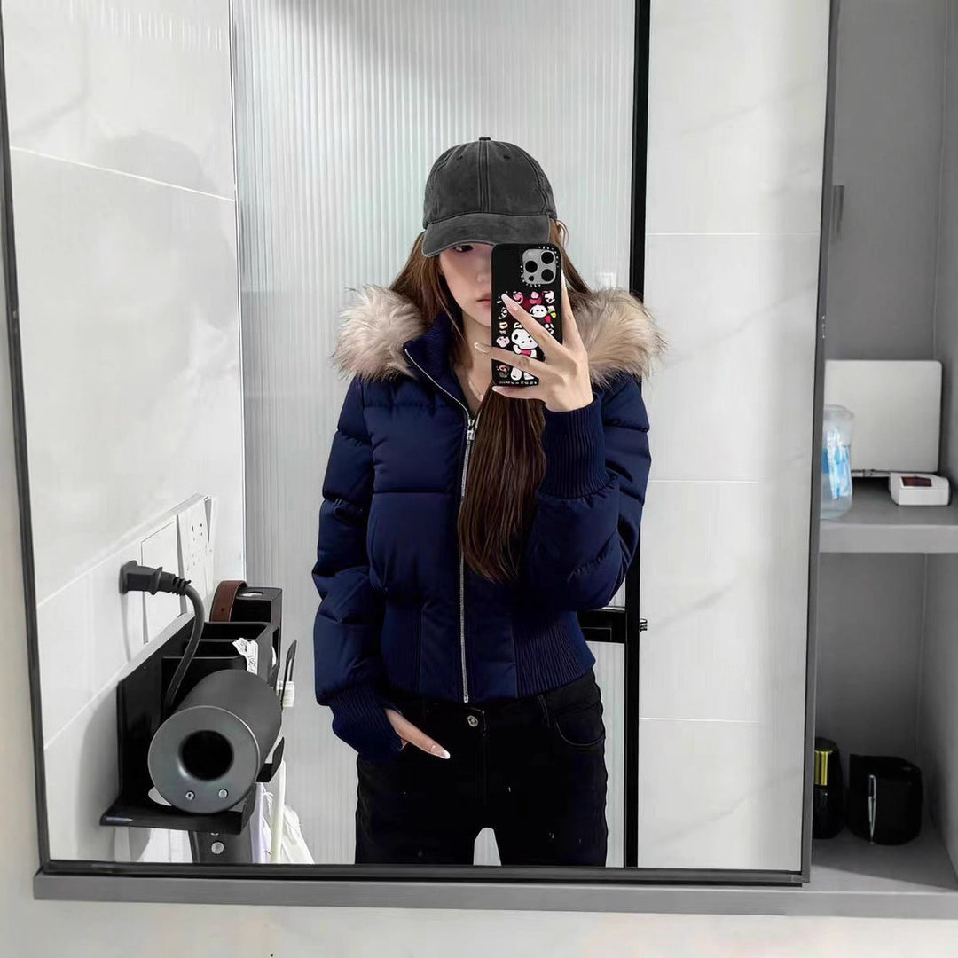 Warm Leicht Gesteppt Abnehmbare Kapuze Winterjacke Damen | Heidi-Mode