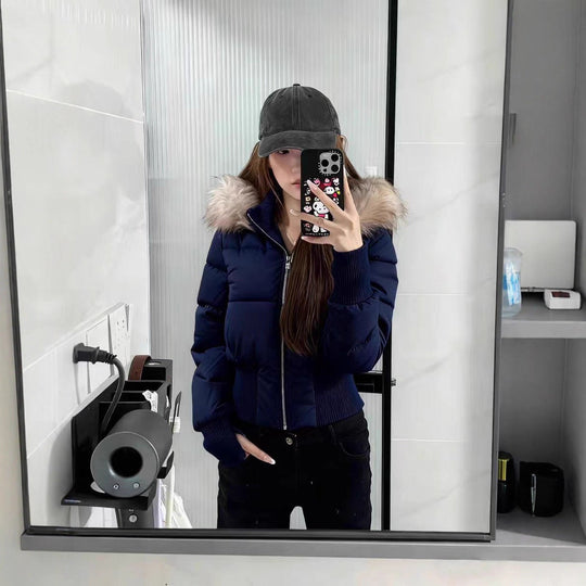 Warm Leicht Gesteppt Abnehmbare Kapuze Winterjacke Damen | Heidi-Mode